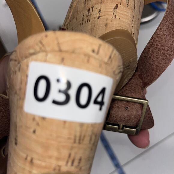 Kork Women's Brown Leather 2" Wedge Sandals 9M Cottage Feminine Comfort Summer - Picture 7 of 7